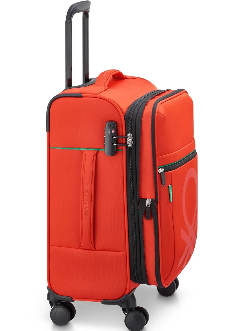 UNITED COLORS OF BENETTON  Color Block 55 Cm 4 Double Wheeled Softside Expandable Cabin Luggage Trolley Case - Red  | Best Price UAE